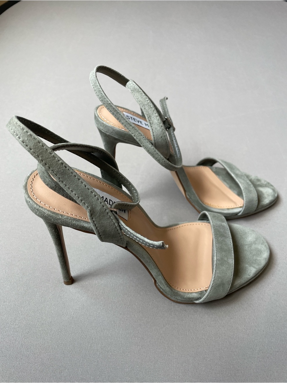 Steve Madden Sage-Green Suede Strappy Heels